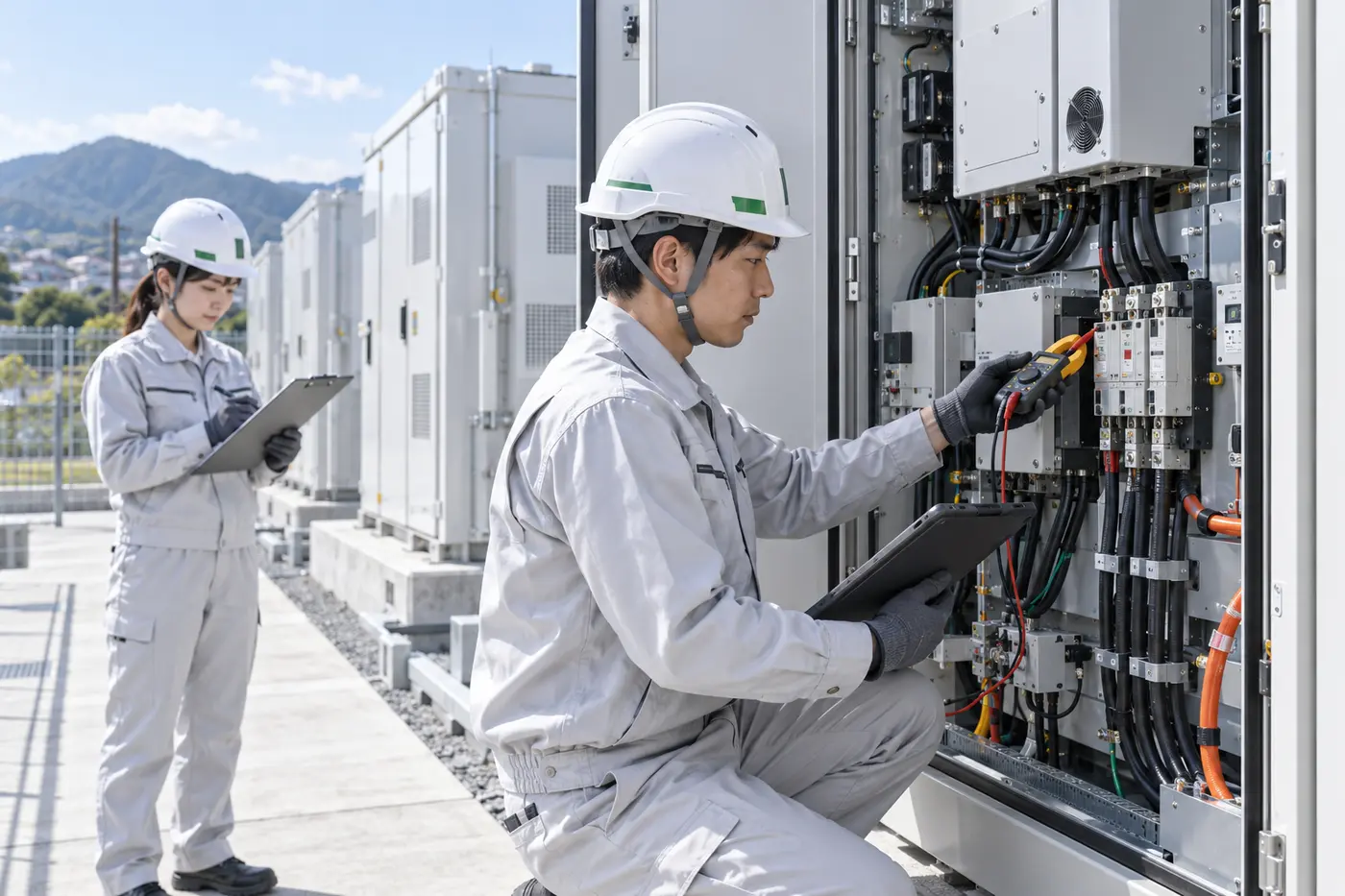 低圧系統用蓄電池の試運転と電気点検のイメージ