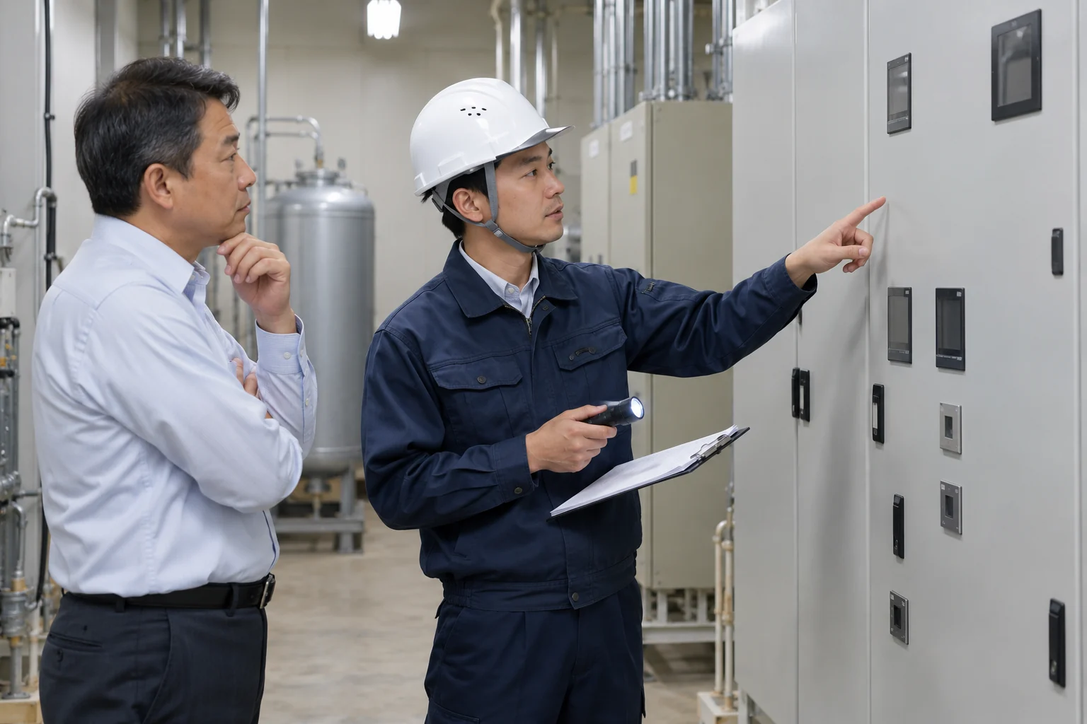 閉じた分電盤の外観と対象回路を確認するイメージ（AI生成）