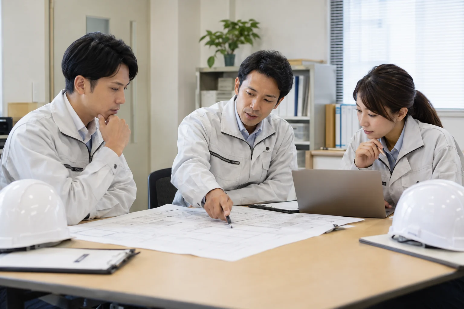 電気設備工事の計画打ち合わせのイメージ（AI生成）
